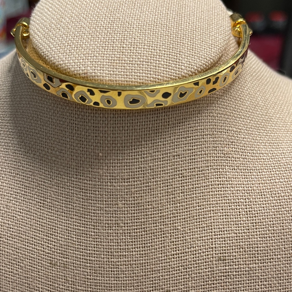 Halcyon Days Elegant Gold And Black Bangle Bracelet